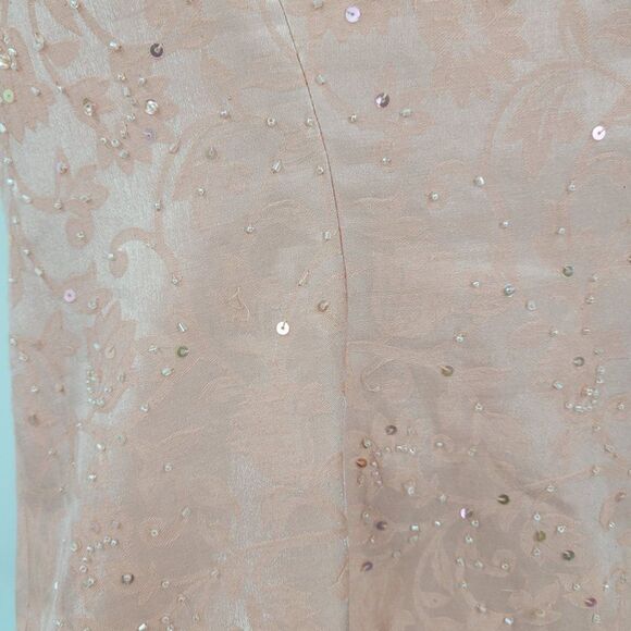 Vintage 80's Maxi Skirt Set Petites 16WP Pink Modest Beaded Button Up Shimmer - Picture 9 of 17